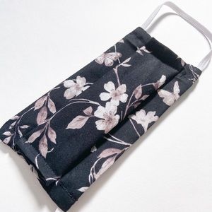 Gold and black floral reusable handmade face mask